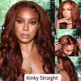 Julia Hair Affordable Brownish Red Human Hair Body Wave Wigs 13X4 Colored Transparent Lace Front Wigs 150% Density