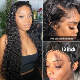 Julia Brazilian Human Hair 13x4 Lace Front Water Wave Wigs 150% Density Water Wave Human Hair Wigs