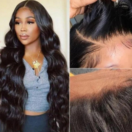 Julia 13x4 HD Lace Frontal Body Wave Wig Pre Plucked Hair Hairline Invisible Lace Human Hair Wig 180% Density