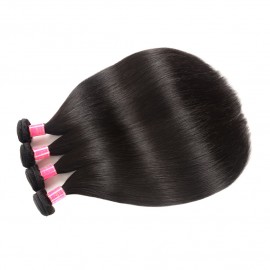 Julia Straight Human Hair 2 Bundles With Closure Natural Color Customized 4x4 Lace Human Hair Wigs 200% Density