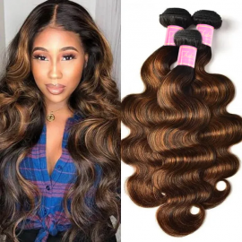 Julia Hair Balayage Hair Color Virgin Hair Bundles 3 Bundles Body Wave 1B/30# Highlights Ombre Color Bundles