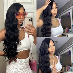 Julia 150% To 250% Density HD Lace Body Wave 5X5 Glueless Wigs 100% Human Hair Transparent Wigs Pre Plucked With Babyhair Around