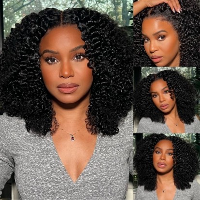 Julia Affordable Kinky Curly 4X4 / 13X4 Lace Front Wig Fluffy 100% Human Hair Wigs Flash Sale 150% Density