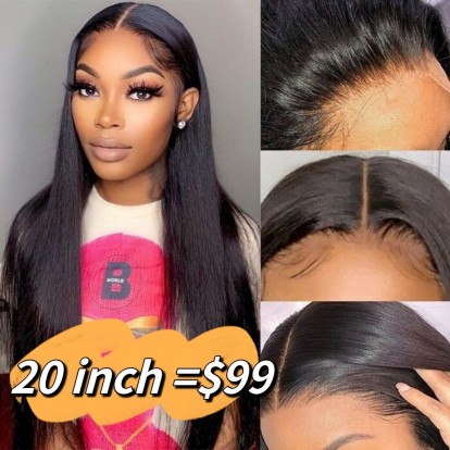 Julia Hair Straight Human Hair Wigs Middle Part Hand-Tied Lace Wigs Human Hair