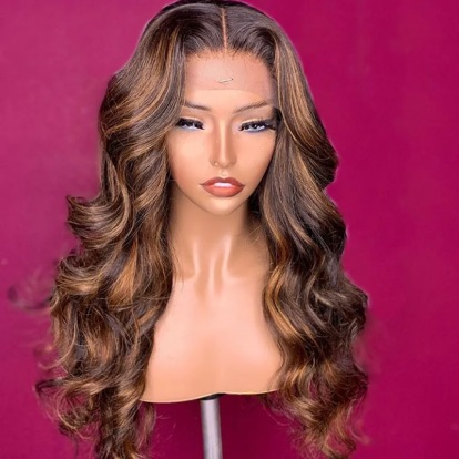 Julia Affordable Balayage Highlight 13X5 Lace Part Body Wave Wig 100% Humanhair T Part Lace Front Wig For Flash Sale