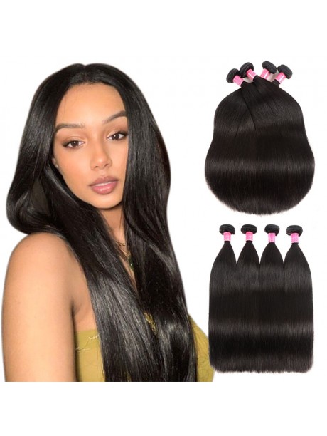 Julia 4Pcs/pack 100% Virgin Straight Brazilian Hair Bundles Human Hair Weave On Sale