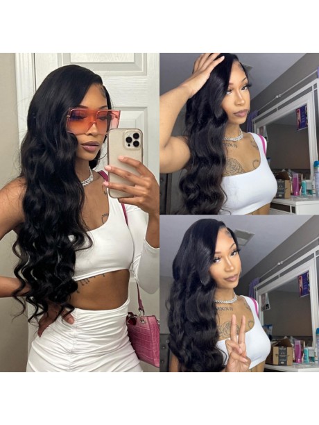 Julia 150% To 250% Density HD Lace Body Wave 5X5 Glueless Wigs 100% Human Hair Transparent Wigs Pre Plucked With Babyhair Around