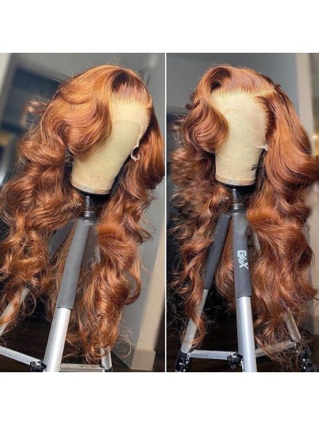 Julia Arnell YTB Same Fall Color Auburn Brown 13x4 Lace Front Big Voluminous Curls Loose Wave Highlight Wigs 180% Density