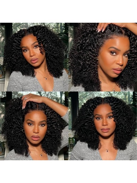 Julia Hair Affordable 13X4 Lace Front Kinky Curly Glueless Fluffy Wig 100% Human Hair Wigs Juicy Wigs With Pre-Plucked Natural Hairline For Sale
