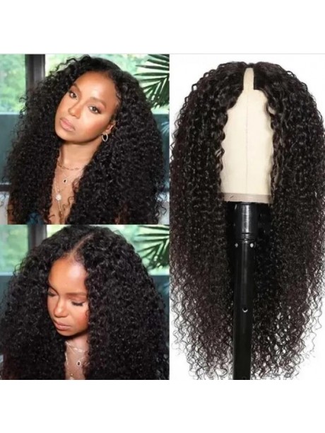 Julia Beginner Friendly V Part Wig Jerry Curly Human Hair Wigs No Leave Out No Sew In And No Gel