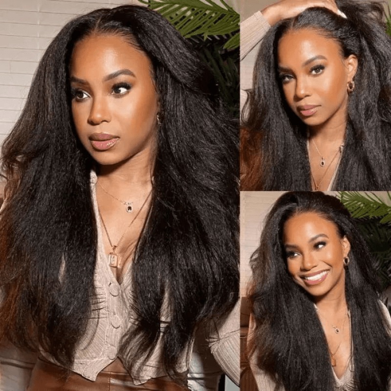 Image of Julia Hair Affordable Realistic 4C Kinky Edges Wig 100% Healthy Kinky Straight Human Hair Wigs No Baby Hair Style Pre-Plucked Beginner Friendly Lace Front Wig