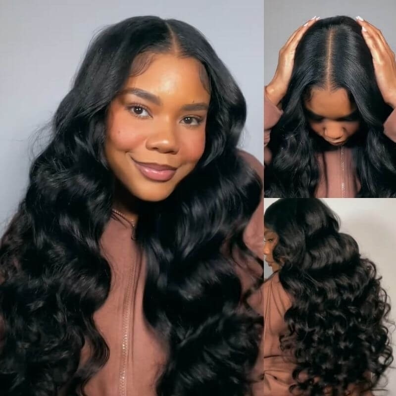 Image of Julia Hair Affordable Body Wave U Part Human Hair Wigs Scalp Protective And Glueless Wigs 150% Density