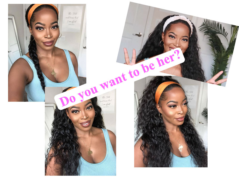 water wave headband wigs