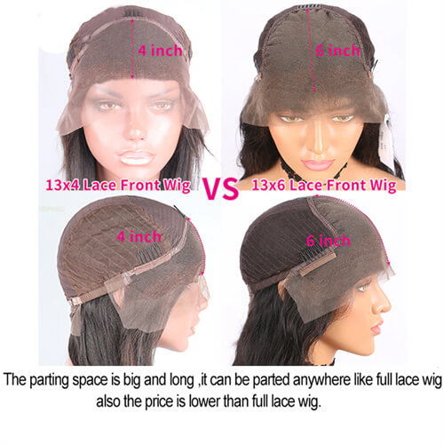 the difference betweeen 13x4 and 13x6 wigs