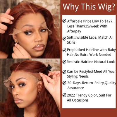 Affordable Brownish Red 13X4 Transparent Lace Front Wigs