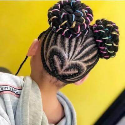 Braids To The Back With Heart