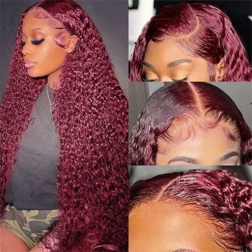 Julia Affordable Burgundy Jerry Curly Lace Front Wig