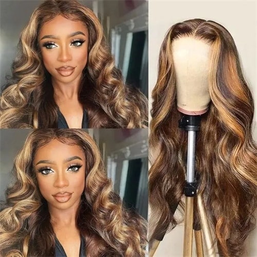 Julia Hair Affordable Honey Blonde Highlights 13X4 Lace Front Wig