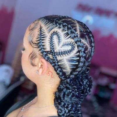 Low bun with heart braids