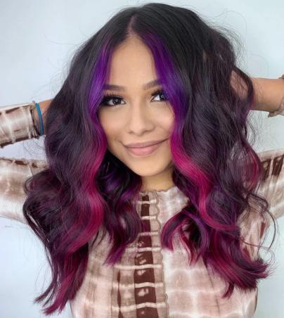 Plum Blossom Hair With Purple Stripes