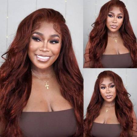 Reddish Brown Transparent Lace Wigs