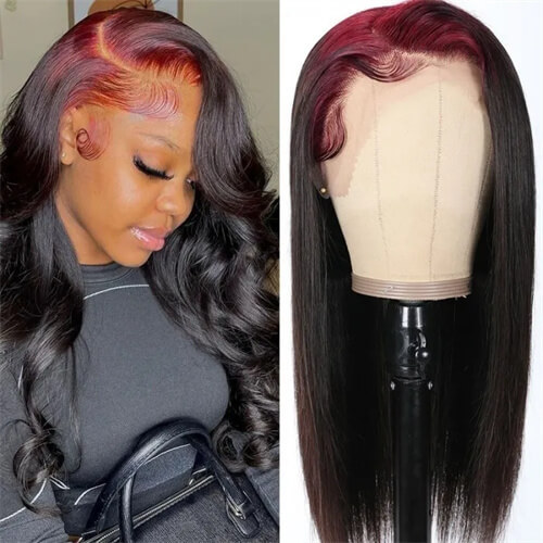 Burgundy And Black Lace Front Wigs