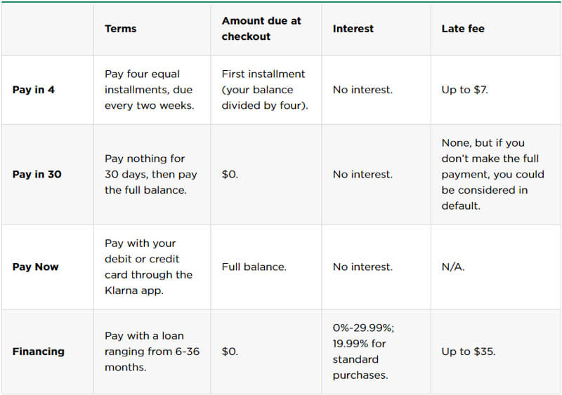 pay later with klarna