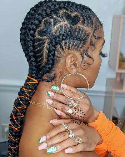 scalp braids with heart on the side
