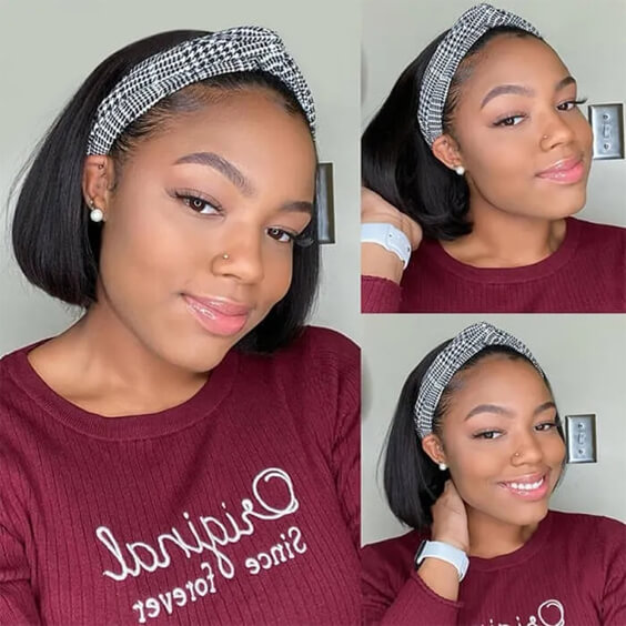 straight bob headband wig