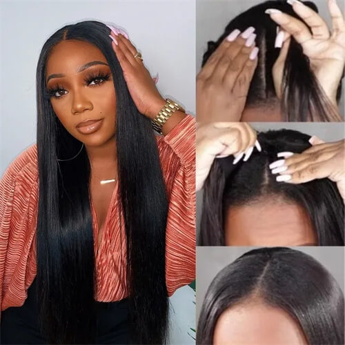 straight v part wig