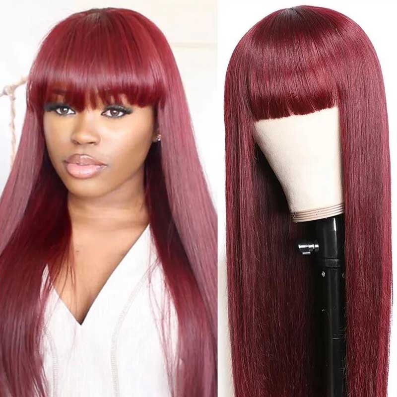 burgundy lace wig with bang