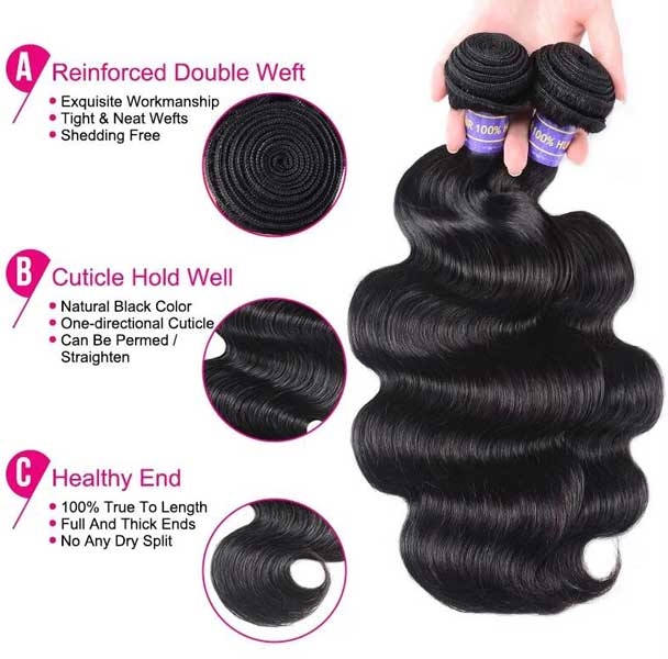 body wave hair bundles 7a grade hair