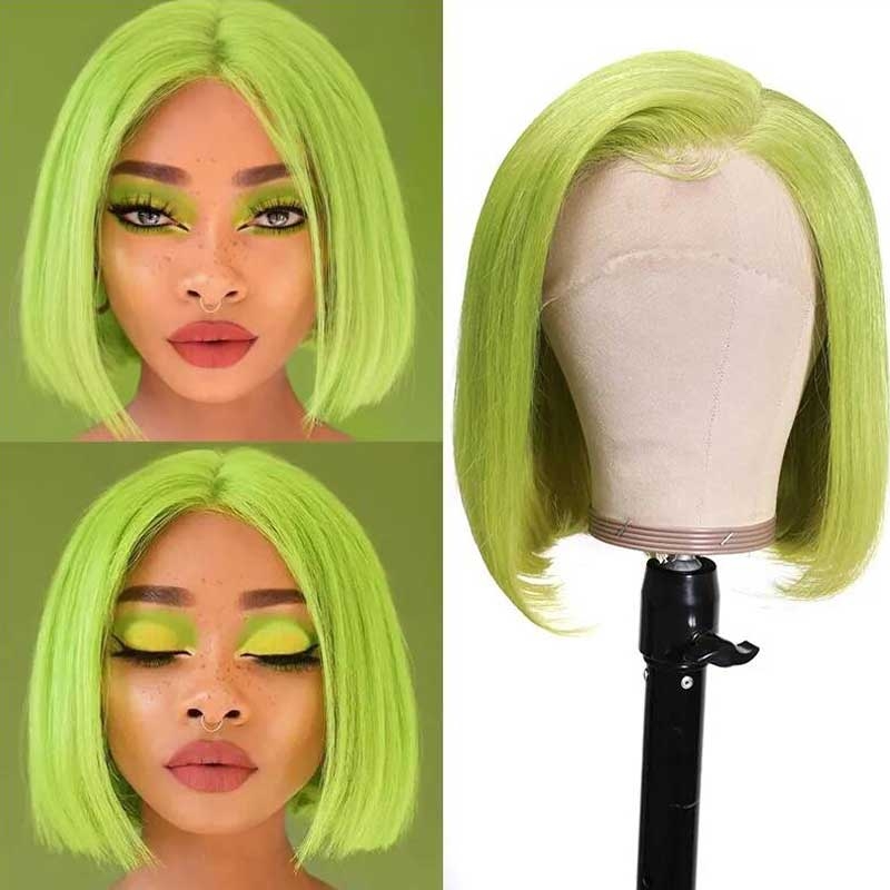 green bob lace front wigs