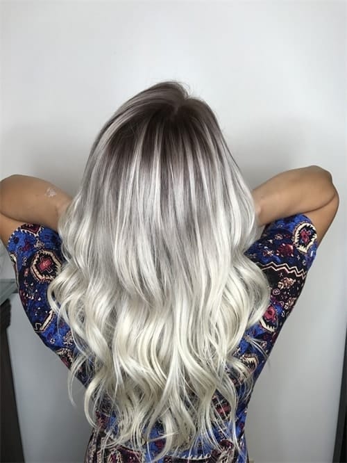 Icy Blonde Hair With Dark Roots