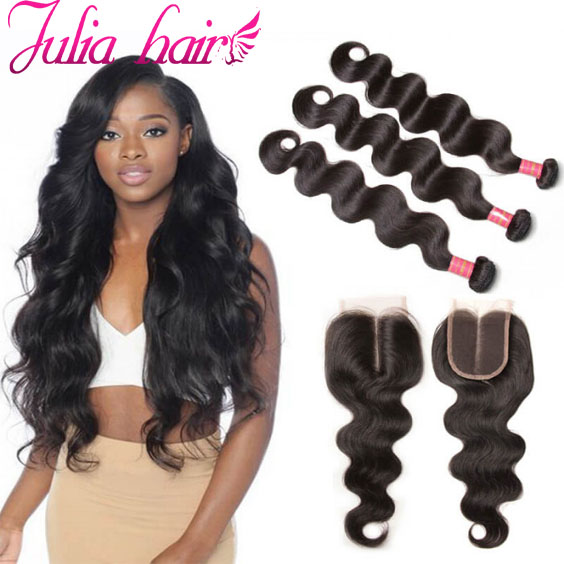 brazilian body wave hair bundles with closure