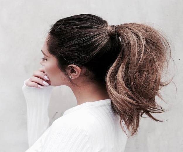 voluminous high pony with hair extensions