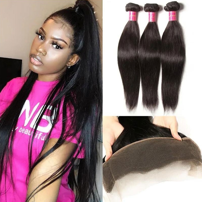straight wave lace frontal with bundles