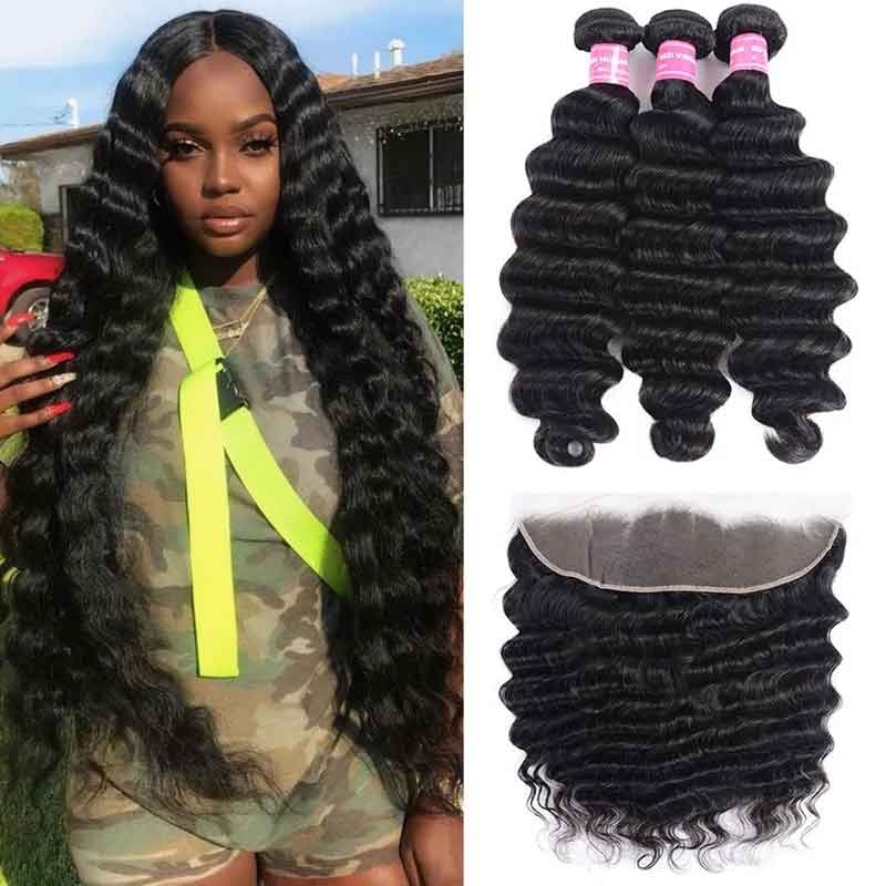 loose deep lace frontal with bundles