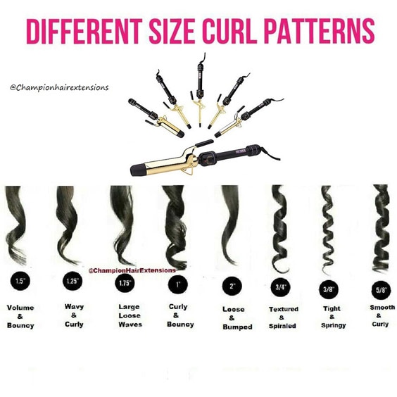 right curly hair barrel size