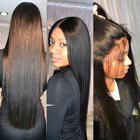 straight human hair wig