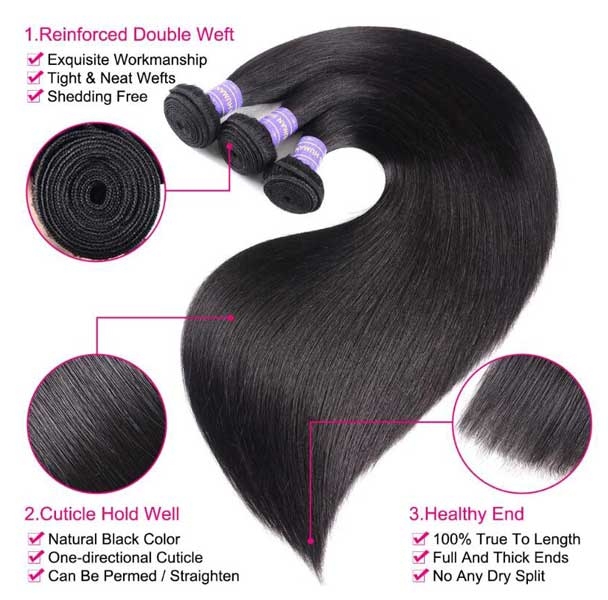7A straight wave hair bundles