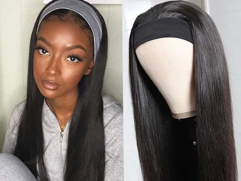 straight wave headband wigs