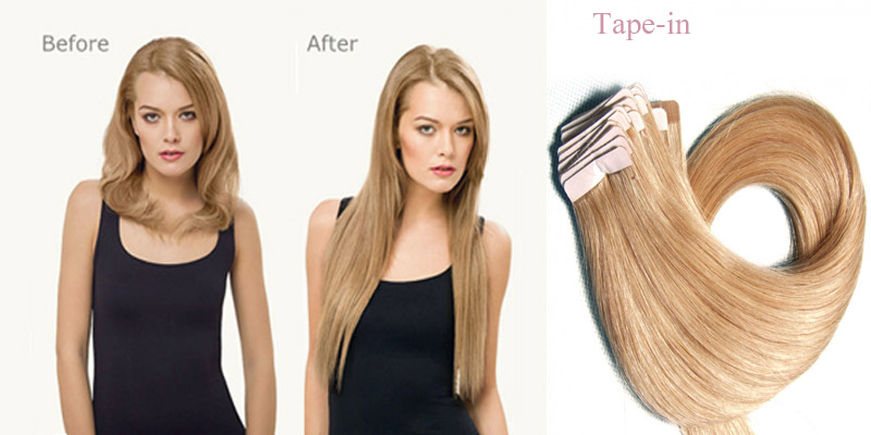 wear tape-in hair extensions before and after