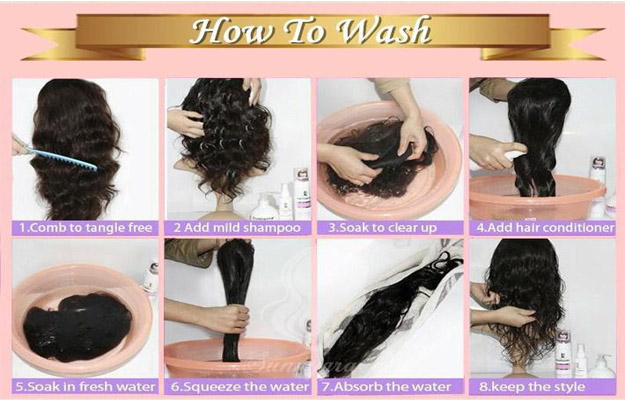 wash human hair wig steps