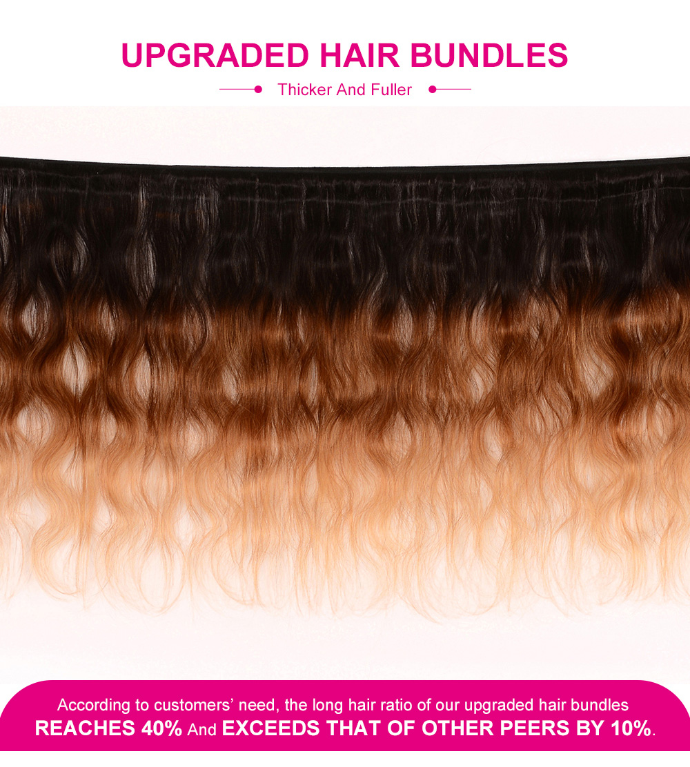 Julia Balayage Hair Color Virgin Hair 3 Bundles Body Wave 1B/30# Highlights Ombre Color