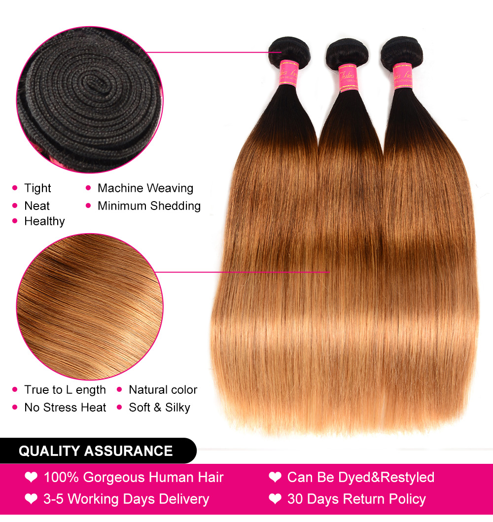 Julia Hair #FB30 3 Bundles Deals Best Ombre Straight Hair Weave Human Weave For Sale