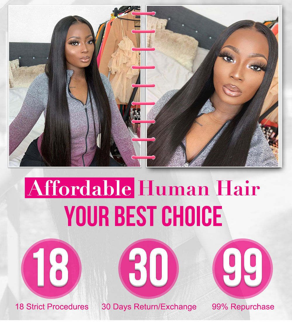 Julia 150% Density Straight Human Hair Wig With Pre Plucked Hairline 13x4 Transparent Lace Frontal Wig