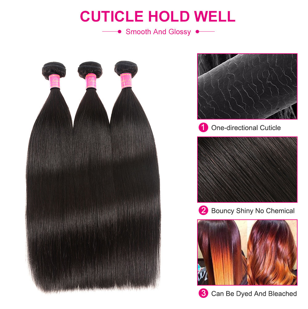 Julia 3Pcs Straight Human Hair Weave Bundles Silky Straight Soft 100% Human Hair