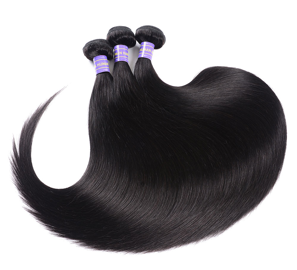 Julia Hair 3 Bundles Straight Human Hair Natural Black Brazilian Hair Weave Bundles Soft And Natrual Virgin Human Hair