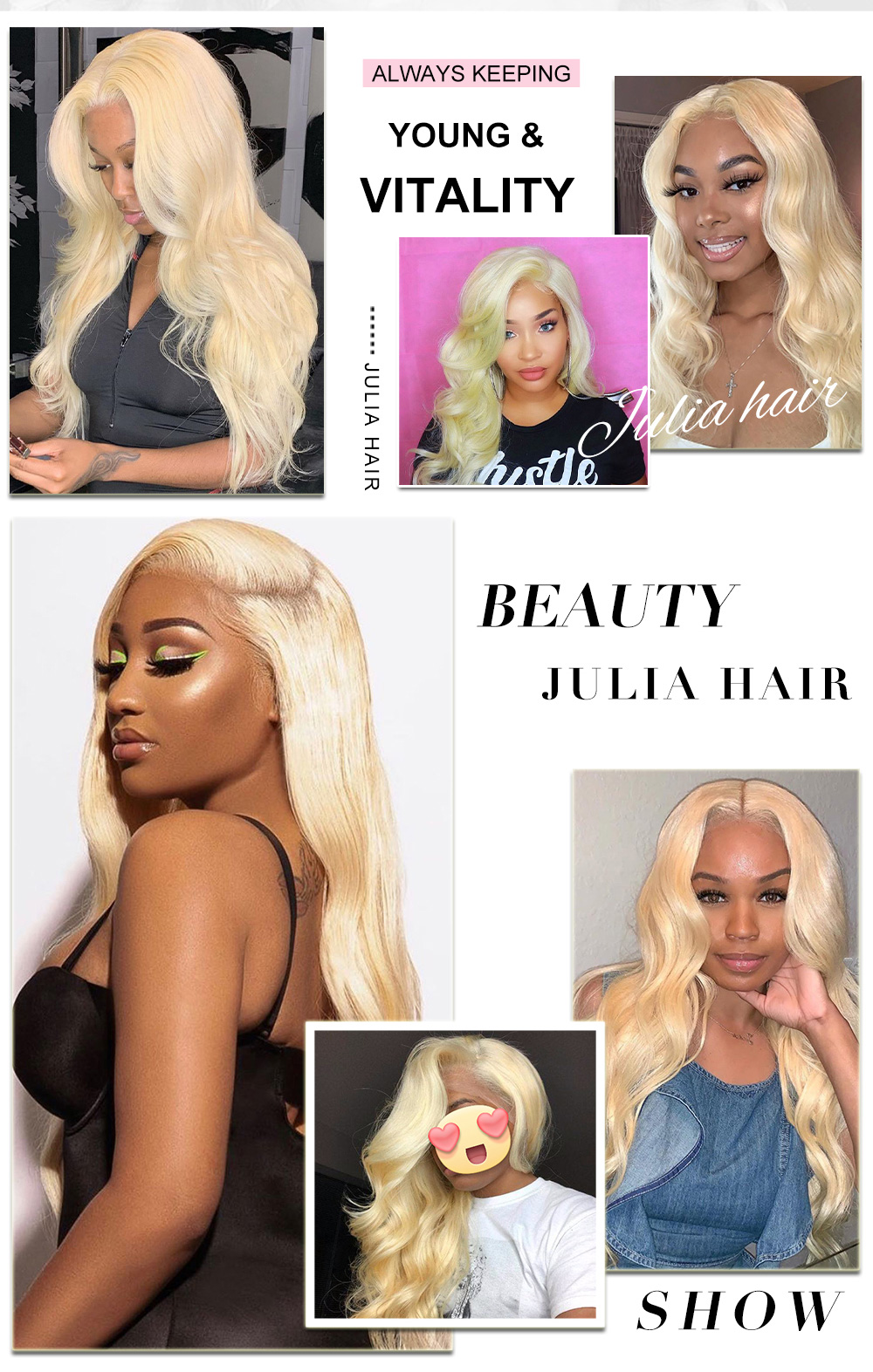 Julia Hair 613 Honey Blonde Color Body Wave Transparent Lace Front Wigs Pre Plucked Water Wave / Curly Wigs For Women